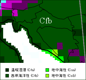 クロアチア気候区分地図