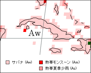 キューバ気候区分地図