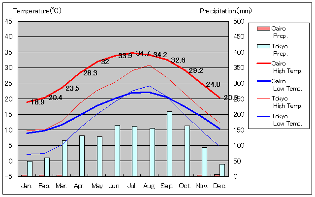 Cairo Temperature Graph