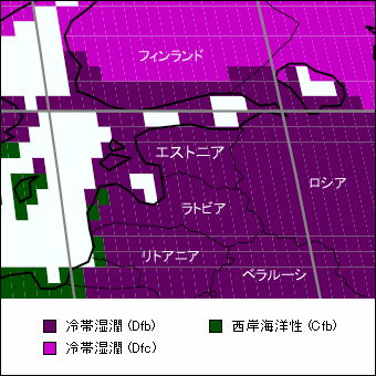 エストニア気候区分地図