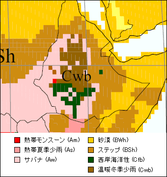 エチオピア気候区分地図