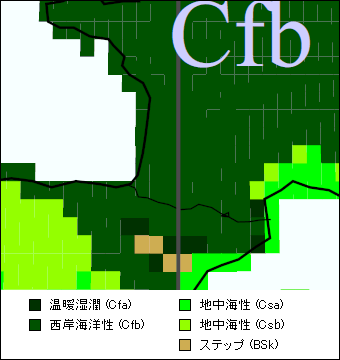 アキテーヌ地方気候区分地図