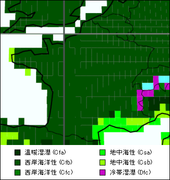 サントル地方気候区分地図