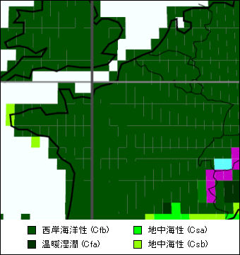 イル・ド・フランス地方気候区分地図