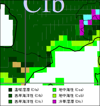 ラングドック＝ルシヨン地方気候区分地図