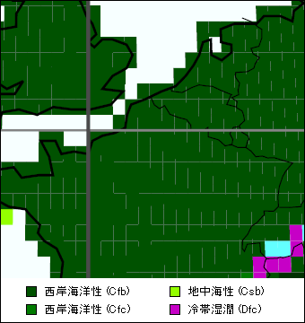 ノール=パ・ド・カレー地方気候区分地図 ノール=パ・ド・カレー地方気候区分地図