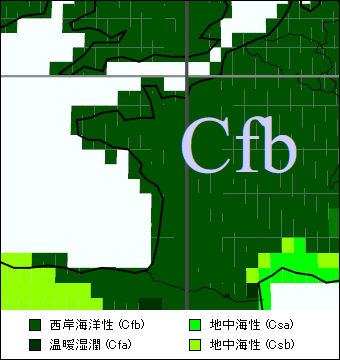 ペイ・ド・ラ・ロワール地方気候区分地図