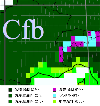 ローヌ=アルプ地方気候区分地図 ローヌ=アルプ地方気候区分地図