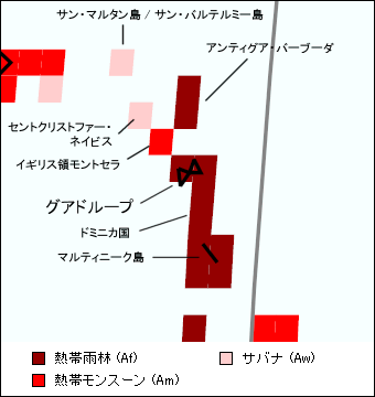 グアドループ気候区分地図