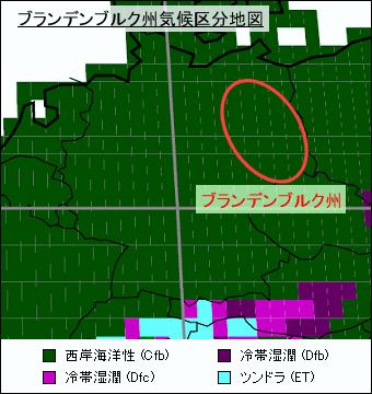 ブランデンブルク州気候区分地図