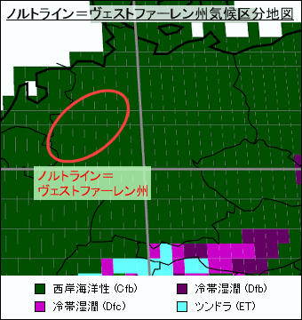 ノルトライン＝ヴェストファーレン州気候区分地図