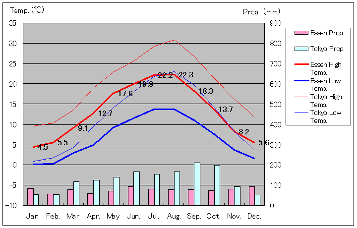 Essen Temperature Graph