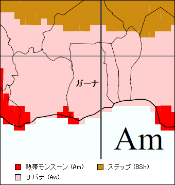 ガーナ気候区分地図