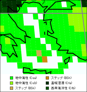 エーゲ地方 気候区分地図