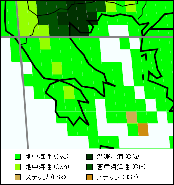 アッティカ地方 気候区分地図