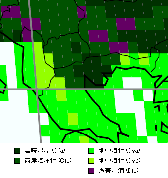 中央マケドニア地方 気候区分地図