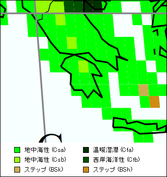 ペロポネソス地方 気候区分地図