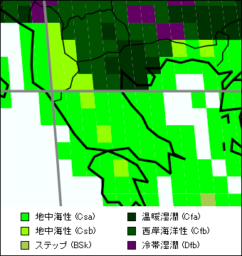 中央ギリシャ地方 気候区分地図