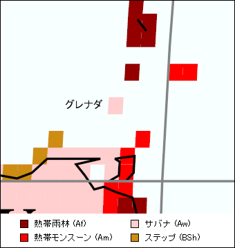 グレナダ気候区分地図 グレナダ気候区分地図