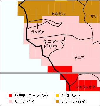 ギニアビサウ気候区分地図 ギニアビサウ気候区分地図