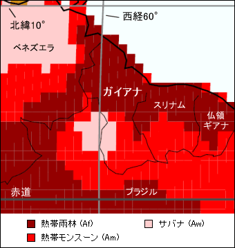 ガイアナ気候区分地図 ガイアナ気候区分地図