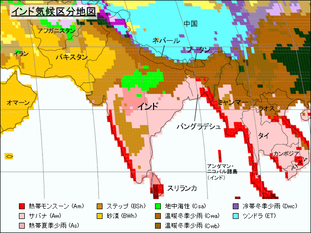インド気候区分地図