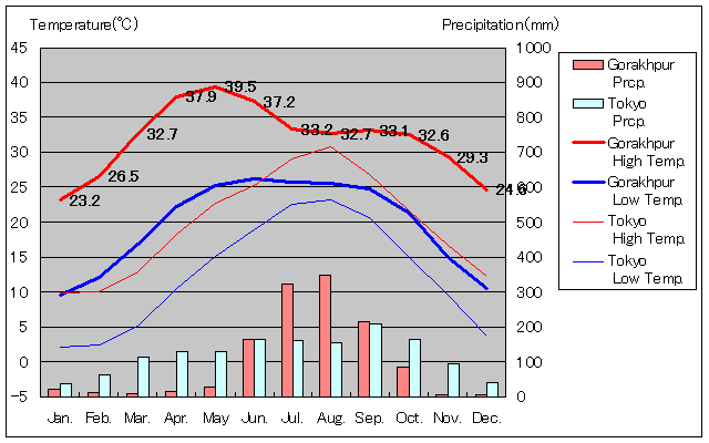 Gorakhpur Temperature Graph