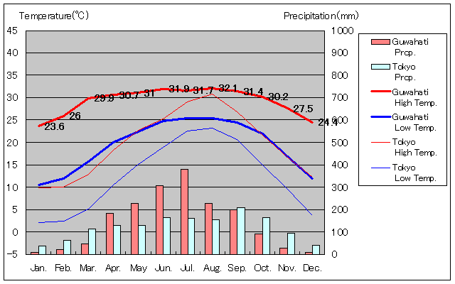 Guwahati Temperature Graph