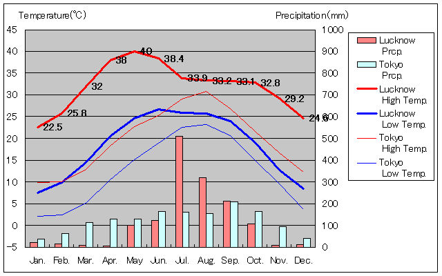 Lucknow Temperature Graph