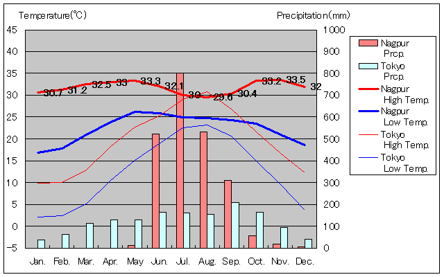 Nagpur Temperature Graph