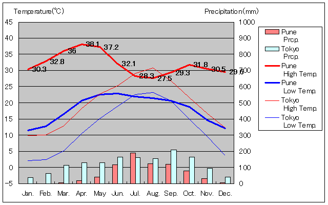 Pune Temperature Graph