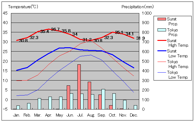 Surat Temperature Graph