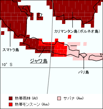 ジャワ島気候区分地図