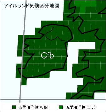 アイルランド気候区分地図 アイルランド気候区分地図