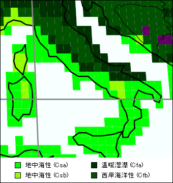 カンパニア州気候区分地図