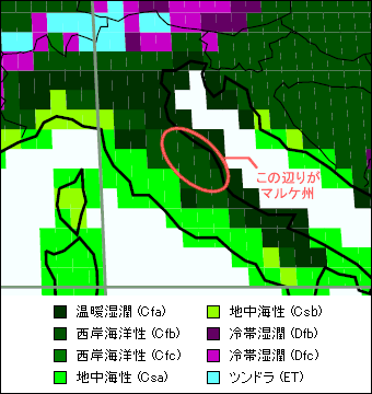 マルケ州気候区分地図 マルケ州気候区分地図