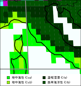 トスカーナ州気候区分地図