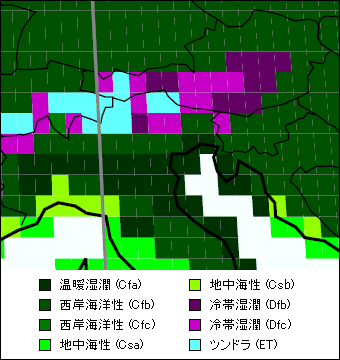 ヴェネト州気候区分地図