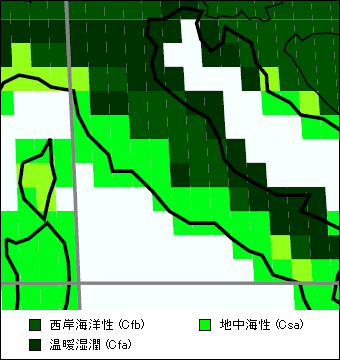 ウンブリア州気候区分地図 ウンブリア州気候区分地図