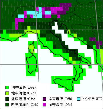 イタリア気候区分地図
