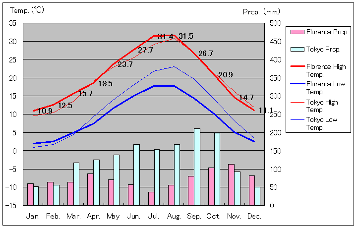 Florence Temperature Graph