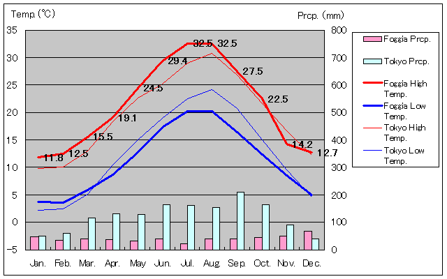 Foggia Temperature Graph