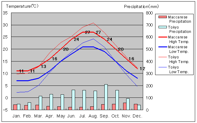 Maccarese Temperature Graph