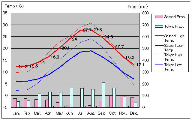 Sassari Temperature Graph