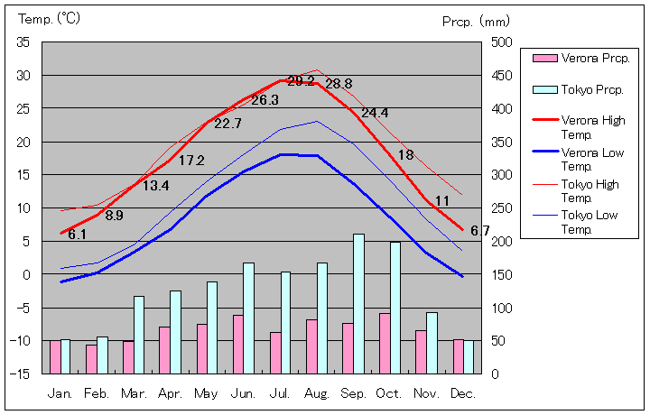Verona Temperature Graph