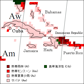 バハマ気候区分地図