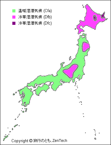 日本気候区分地図