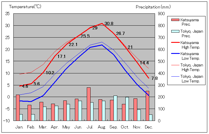 1993年から2010年まで18年間、勝山 気温