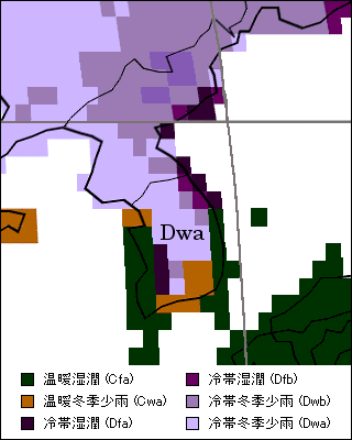 韓国気候区分地図