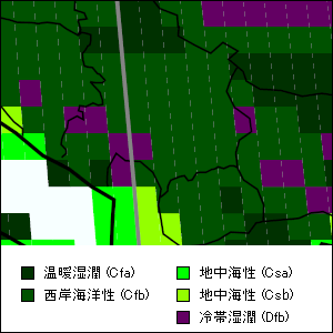 コソボ気候区分地図